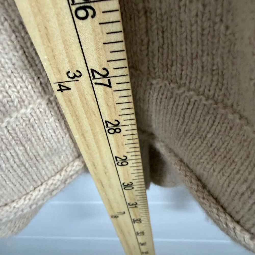 Eddie Bauer Cardigan Sweater Long 3X Tan Camel Lambswool Angora Shawl Collar Ski - Picture 9 of 10